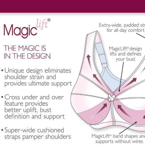 Glamorise 48i MAGIC LIFT Support Bra LACE~CUPS & WIDE~COMFORT~STRAPS Blue NEW - Picture 11 of 12